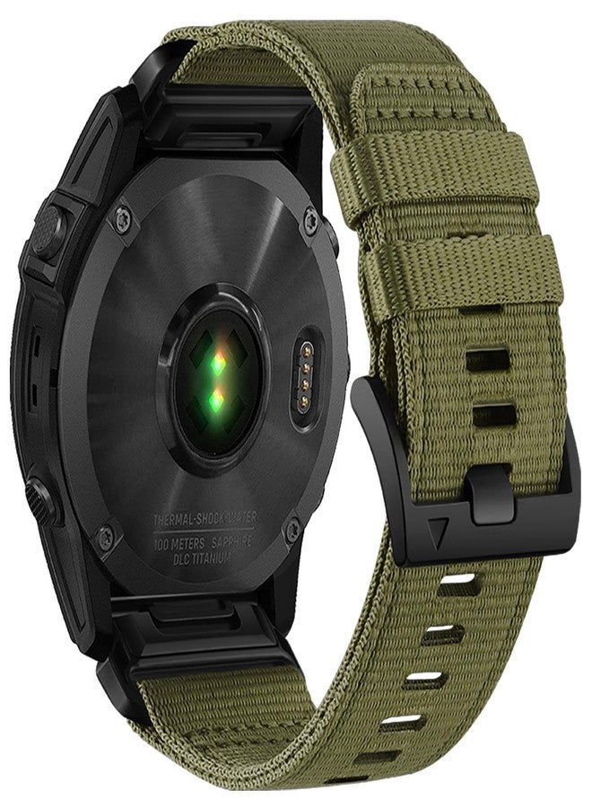 Abanen Upgraded Quick Fit 22mm Nylon Watch Bands for Garmin Fenix 7 / Fenix 6 / Fenix 5 / EPIX 2, Adjustable Woven Nylon Webbing Sports Wrist Strap with Stainless Steel Clasp for Forerunner 955, MARQ - Image 1